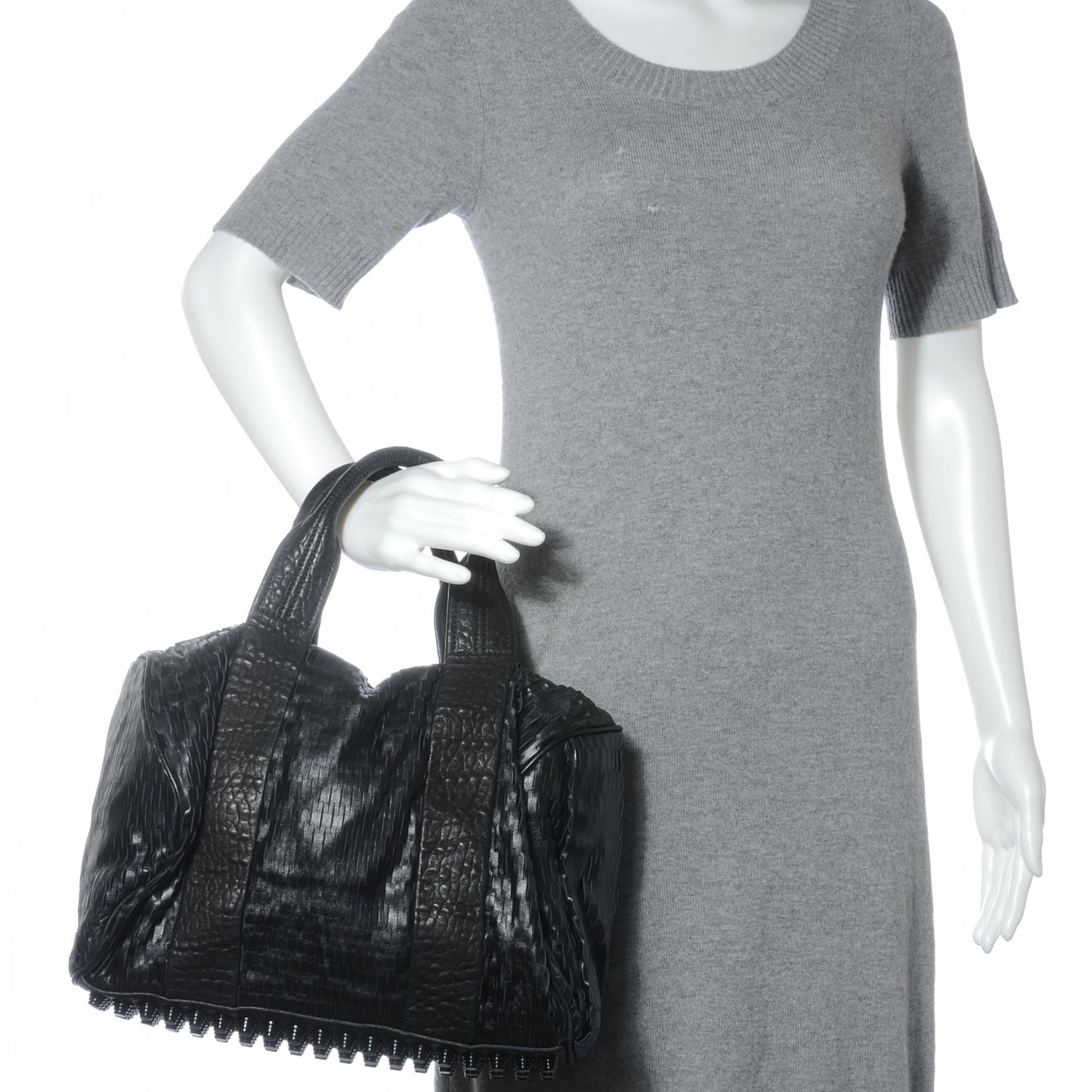 Leather Laser Cut Rocco Duffel w Black Nickel Hardware Black
