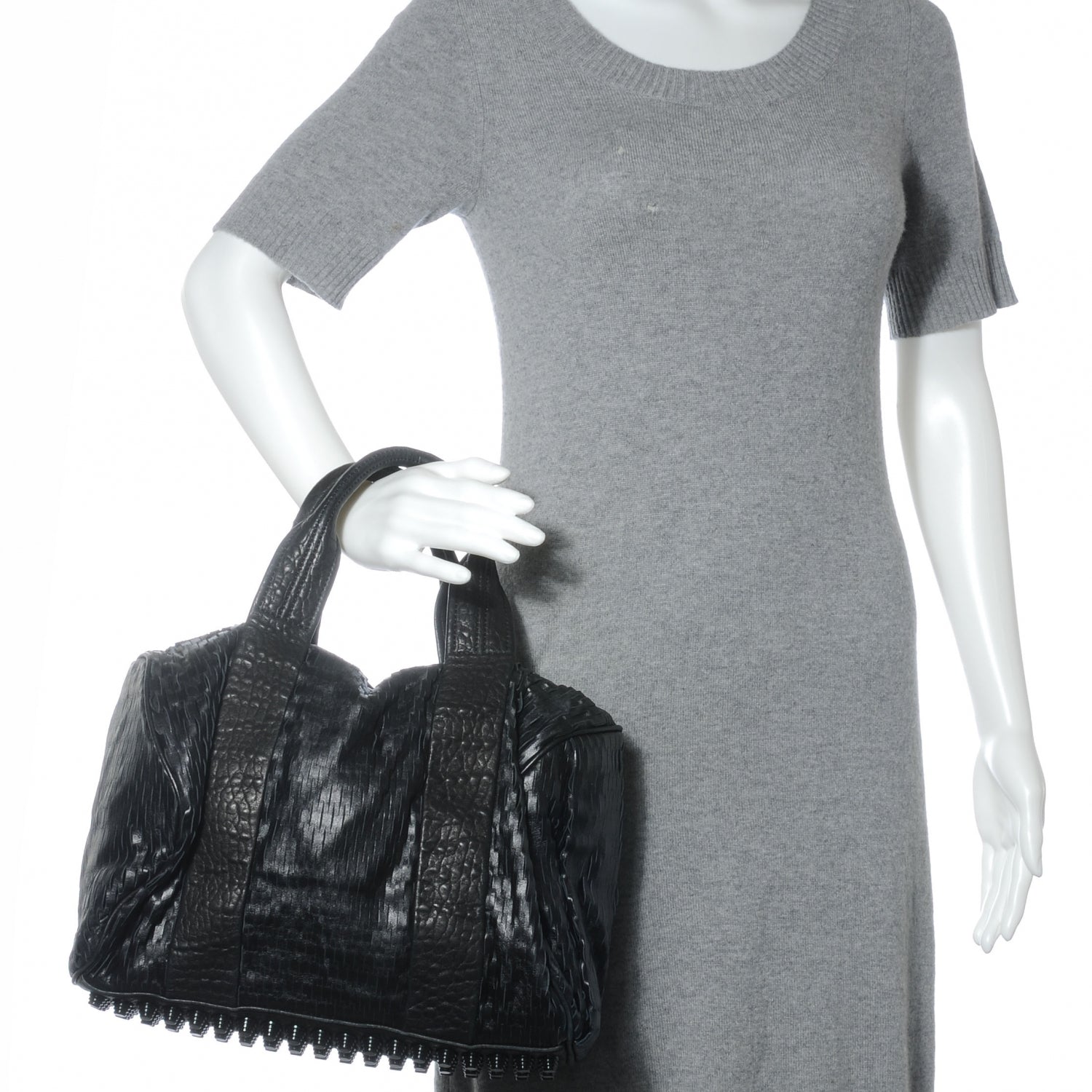 Alexander Wang Leather Laser Cut Rocco Duffel w Black Nickel Hardware Black 2 of 6