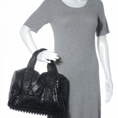 Alexander Wang Leather Laser Cut Rocco Duffel w Black Nickel Hardware Black 2 of 6