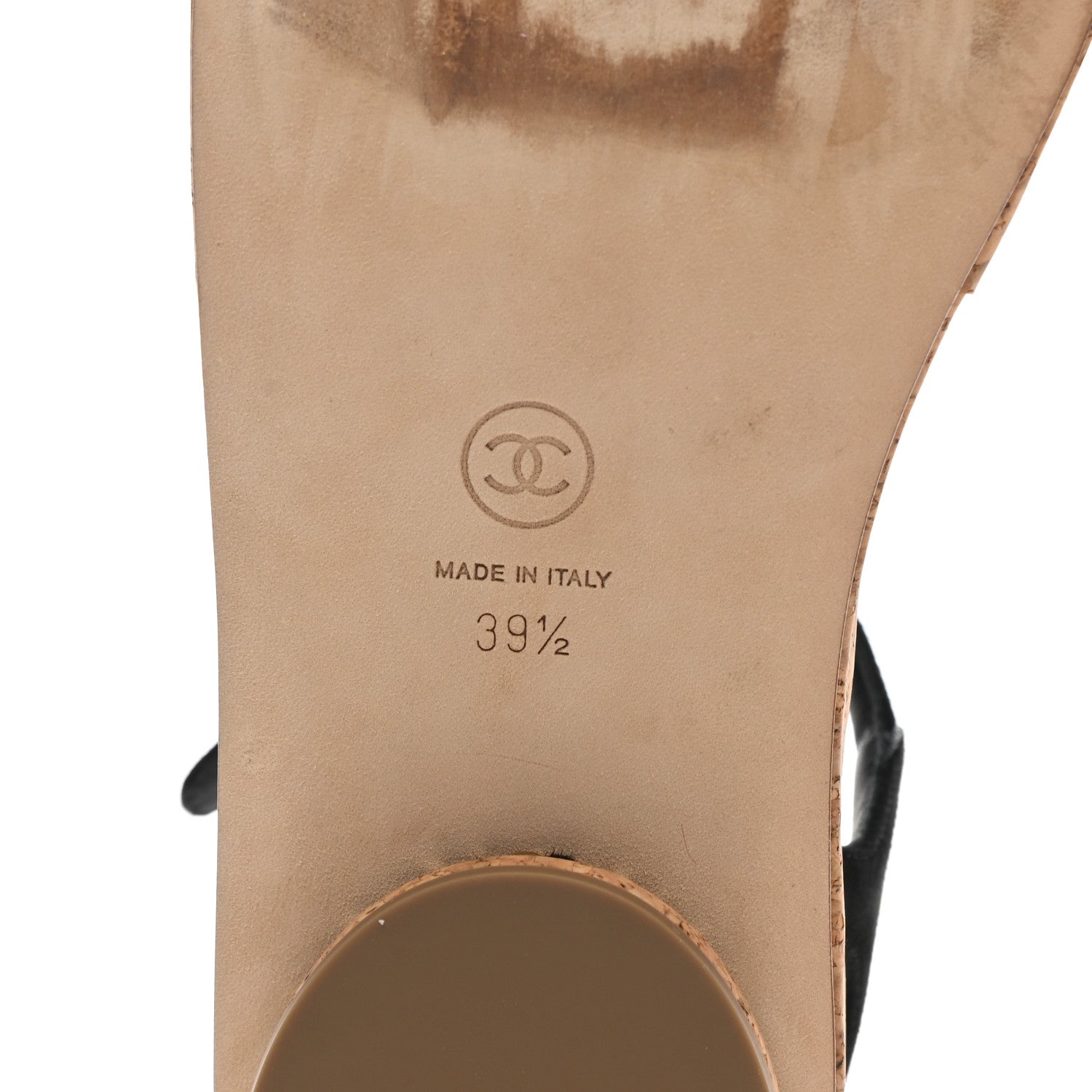 Chanel Lambskin Chain Cork Sandals 39.5 Black 6 of 9