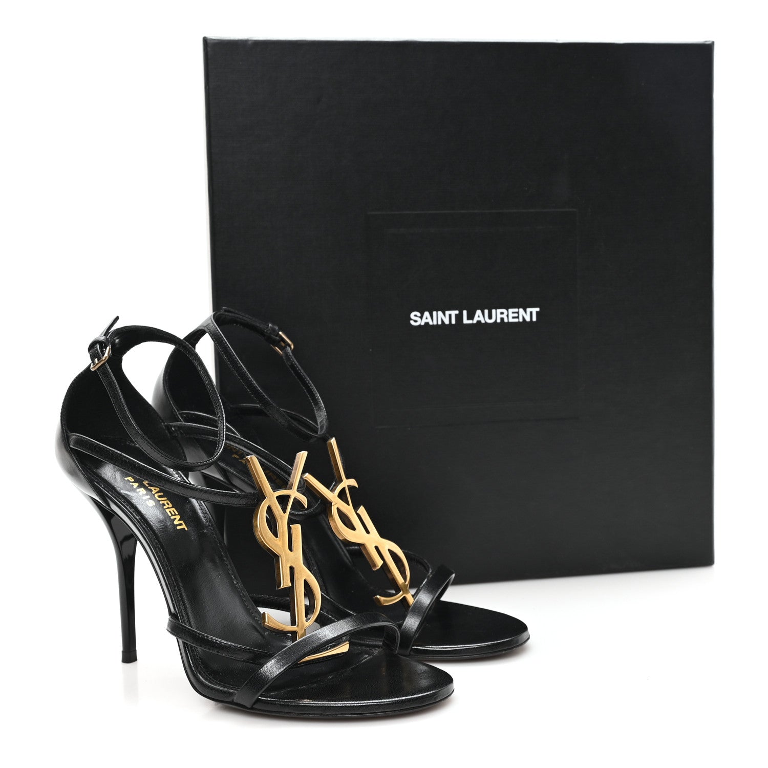 Saint Laurent Calfskin Cassandra 100 Ankle Strap Sandals 37 Black 11 of 11