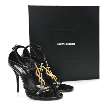 Saint Laurent Calfskin Cassandra 100 Ankle Strap Sandals 37 Black 11 of 11