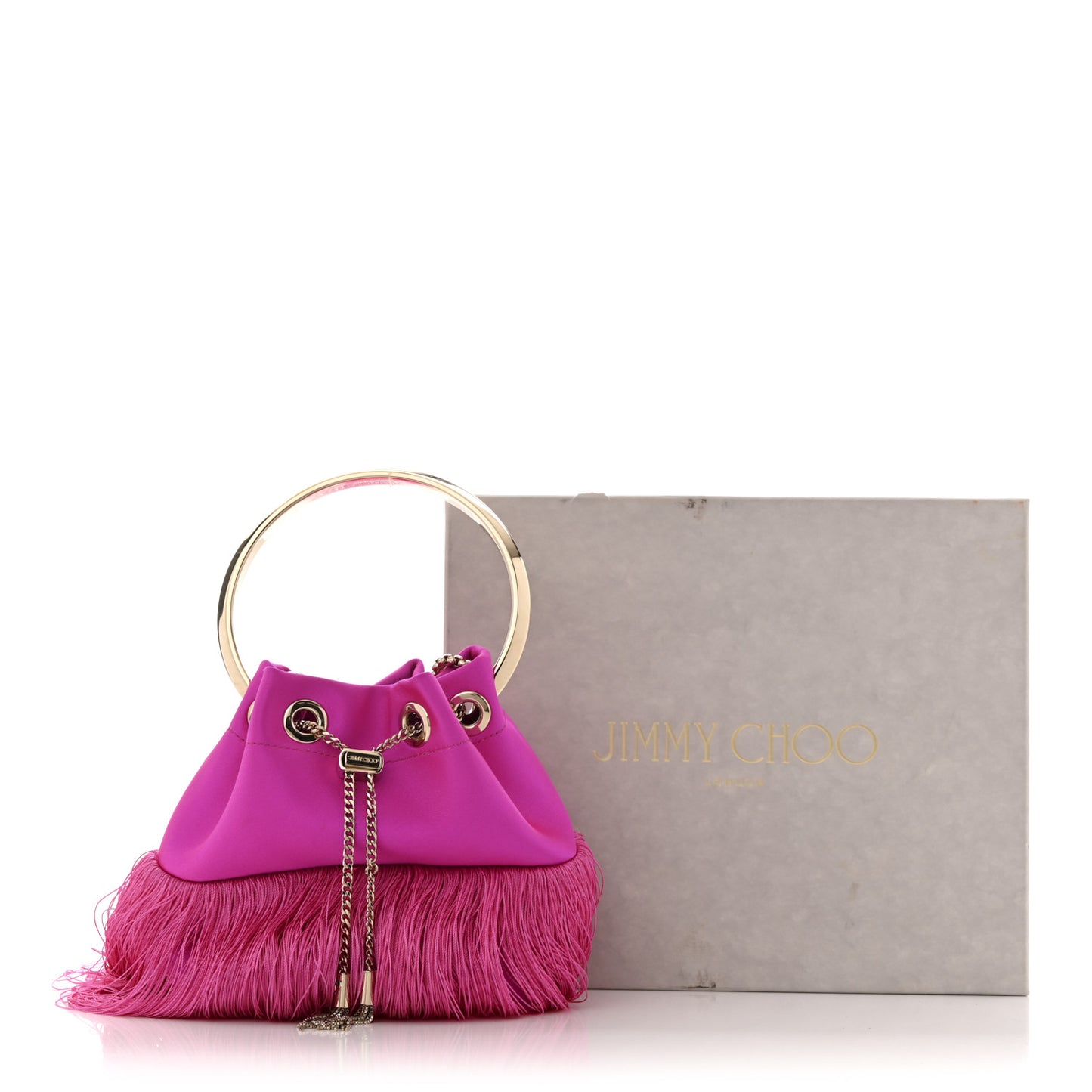 Satin Fringe Bon Bon Bag Fuchsia