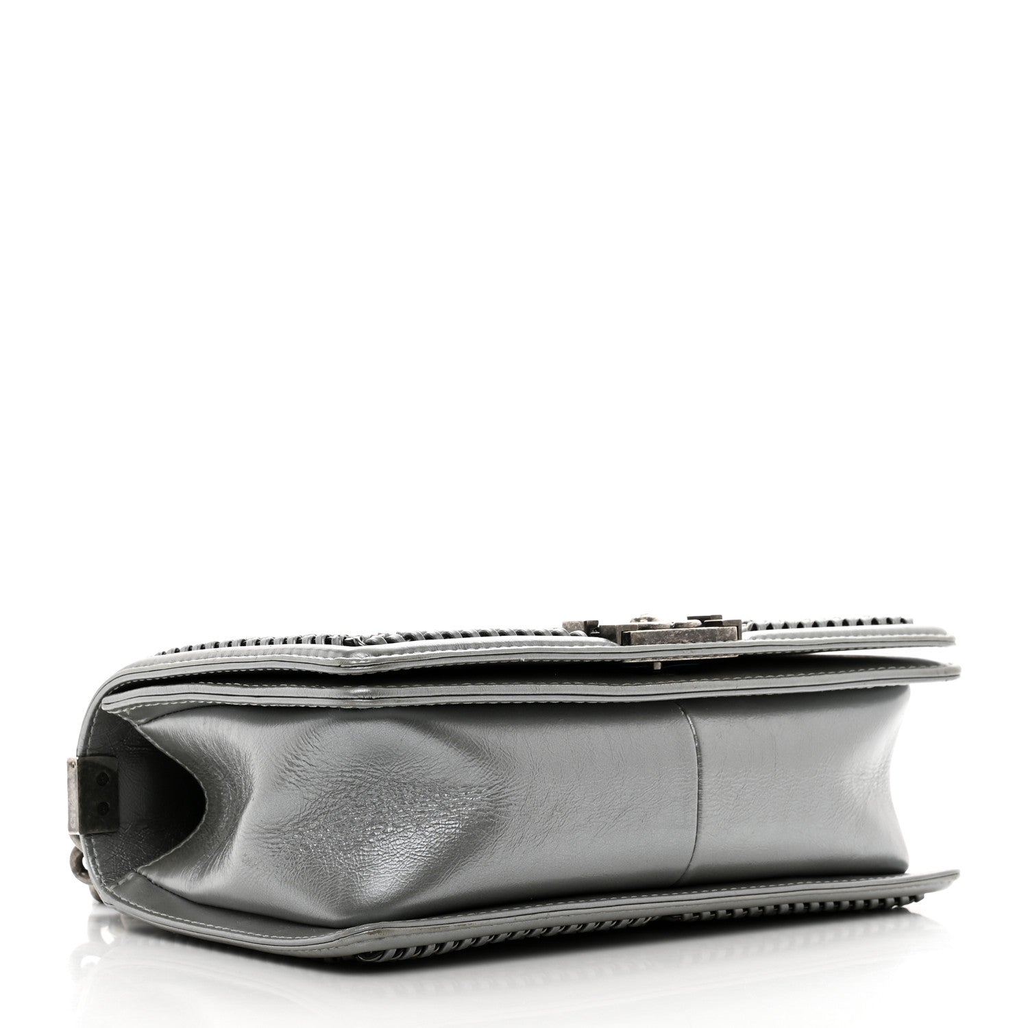 Chanel Metallic Aged Calfskin Quilted Medium Top Handle Boy Flap Silver 4 of 12