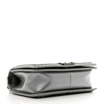 Chanel Metallic Aged Calfskin Quilted Medium Top Handle Boy Flap Silver 4 of 12