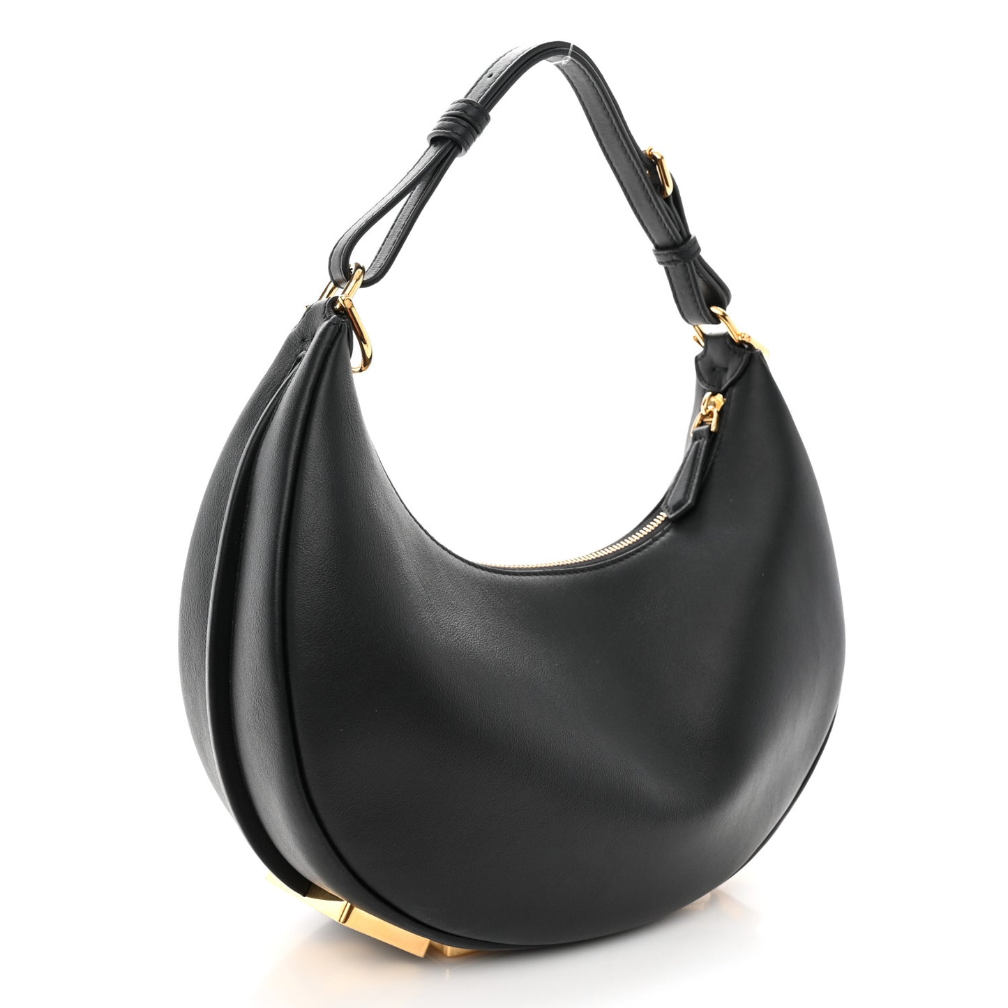 Vitello Grace Matte Small Fendigraphy Hobo Bag Black