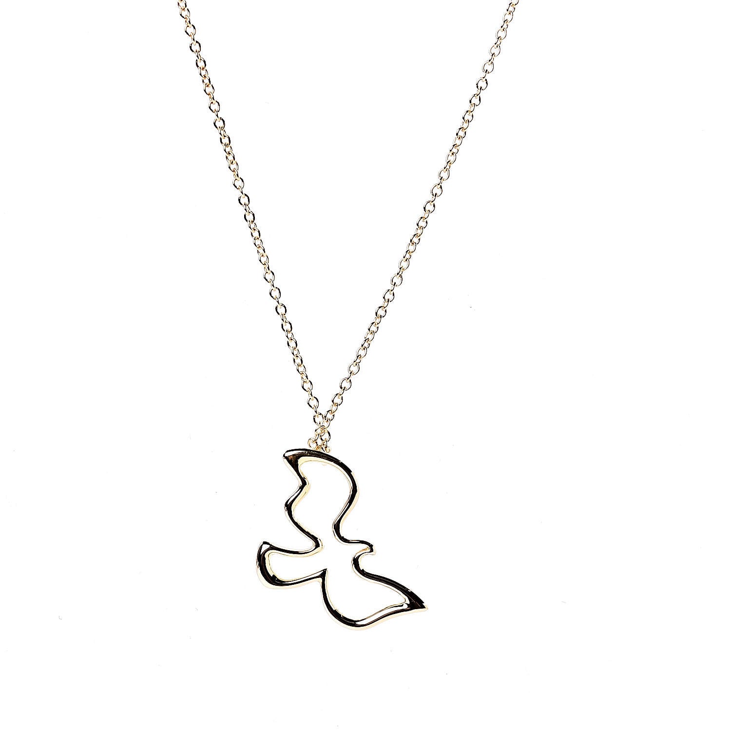 Tiffany 18K Yellow Gold Paloma Picasso Dove Pendant Necklace 4 of 6