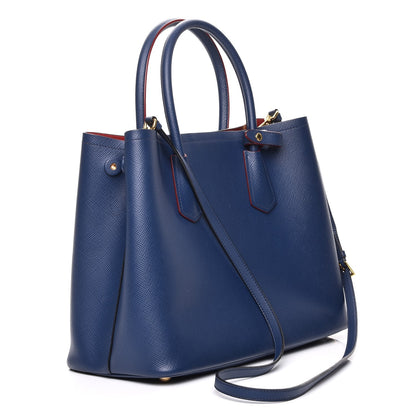 Prada Saffiano Cuir Medium Double Bag Bleuette 4 of 9