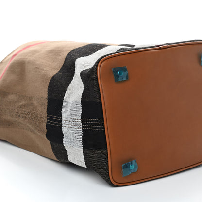 Burberry Canvas Mega Check Medium Ashby Hobo Saddle Brown 10 of 11