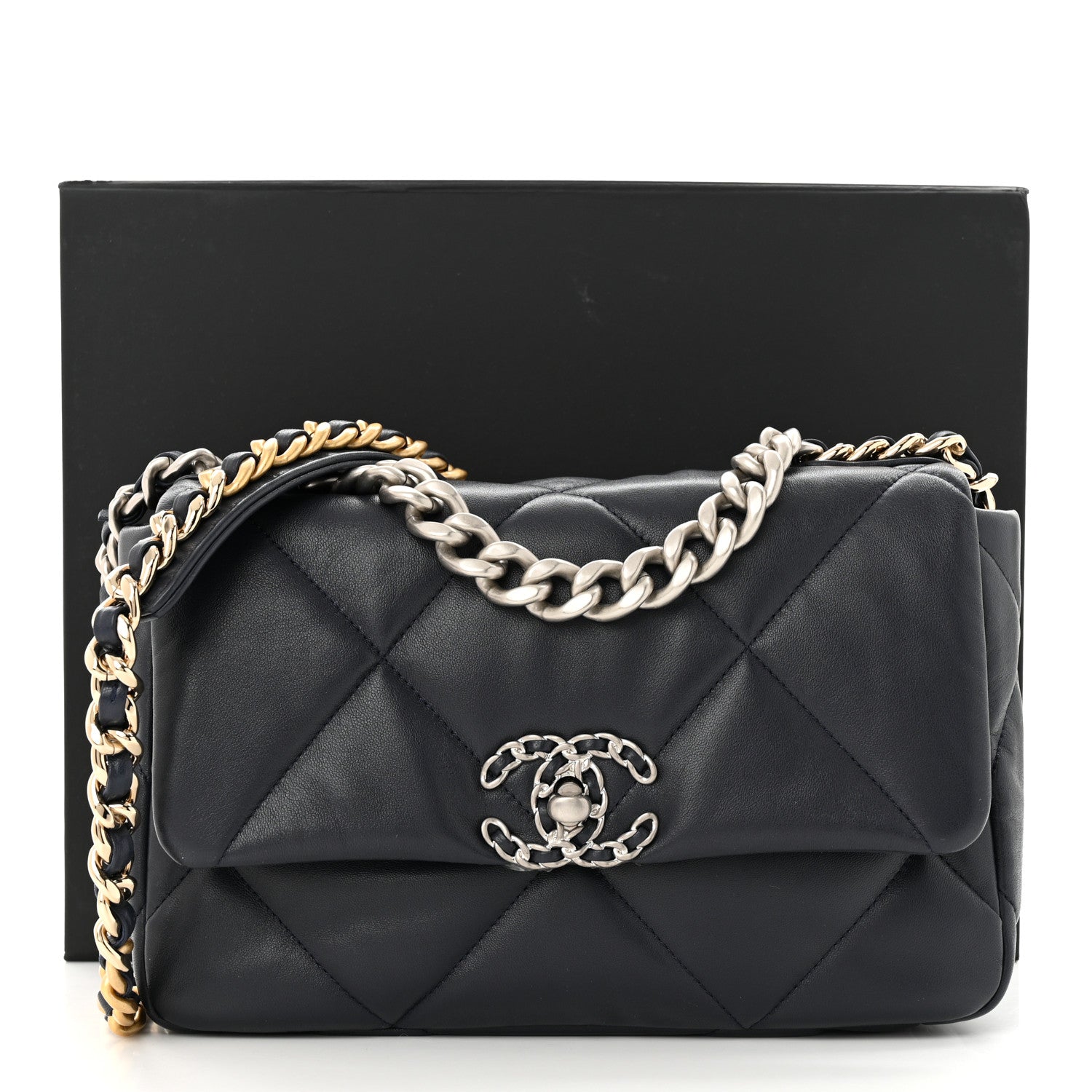 Chanel Lambskin Quilted Medium Chanel 19 Flap Navy Blue 11 of 11
