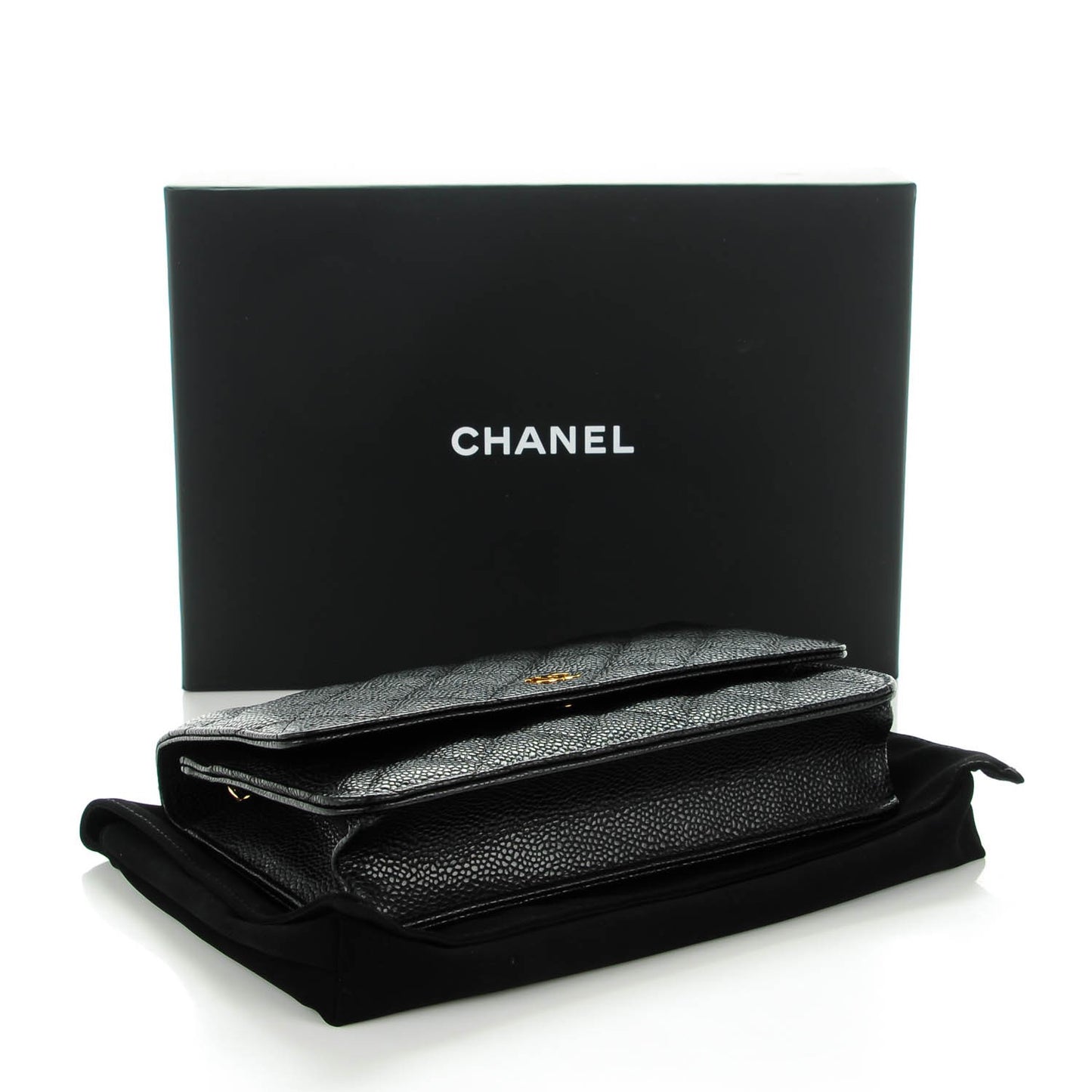 Caviar Quilted Wallet On Chain WOC Black