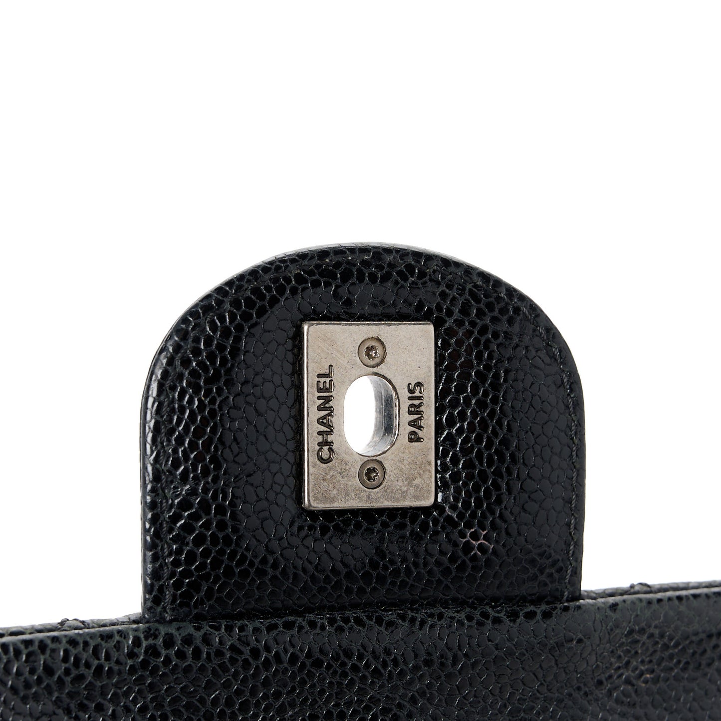 Caviar Quilted Medium Elastic Flap Black