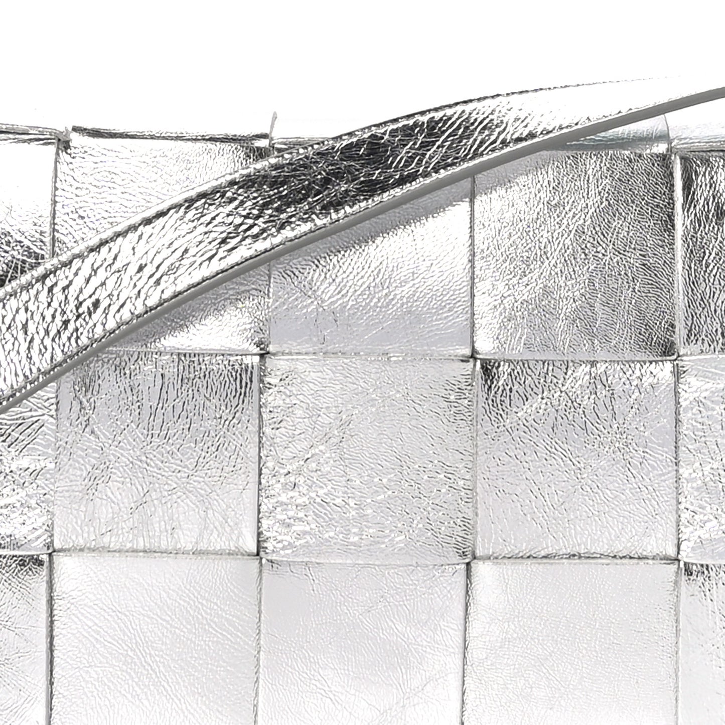 Metallic Lambskin Maxi Intrecciato Cassette Crossbody Bag Silver