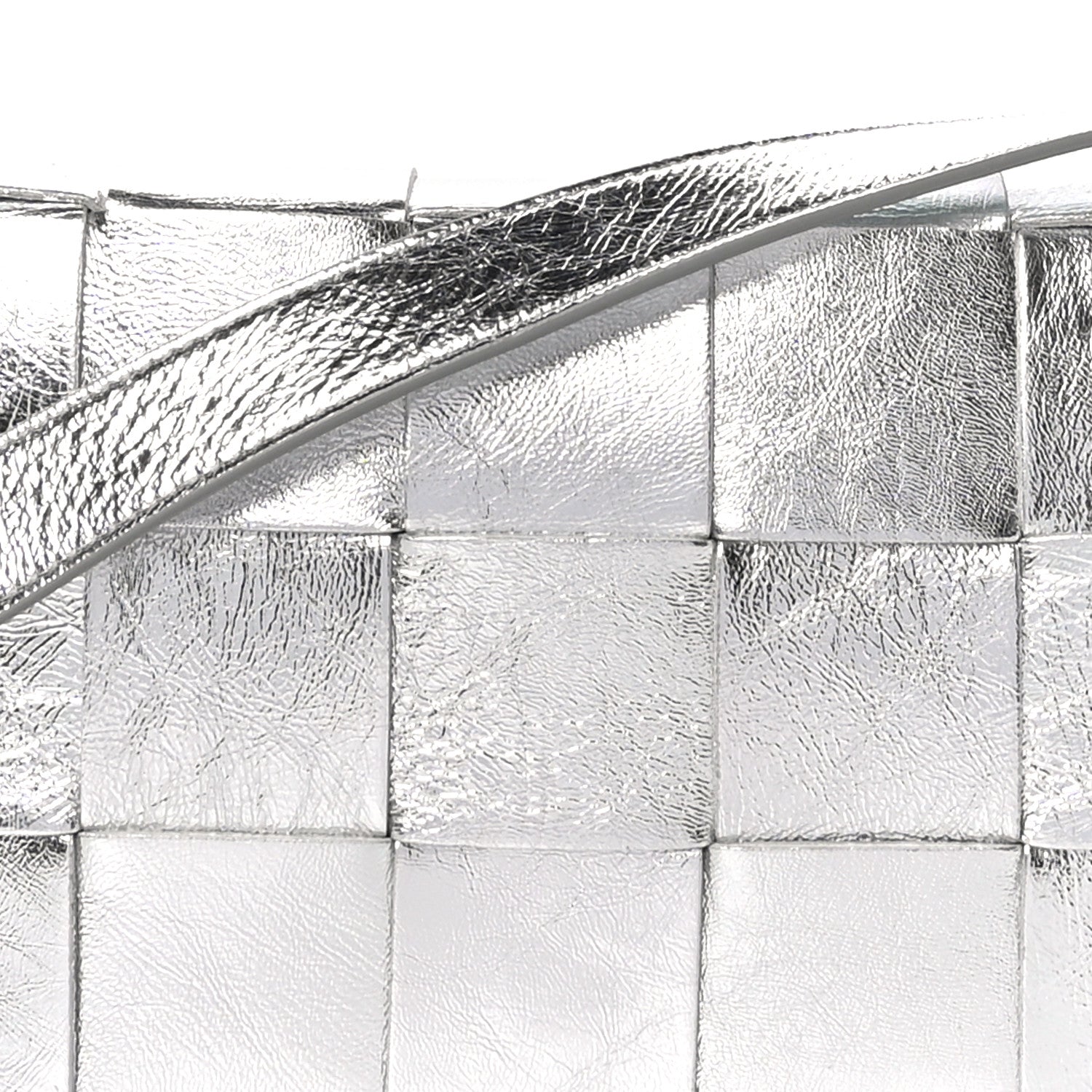 Bottega Veneta Metallic Lambskin Maxi Intrecciato Cassette Crossbody Bag Silver 7 of 9