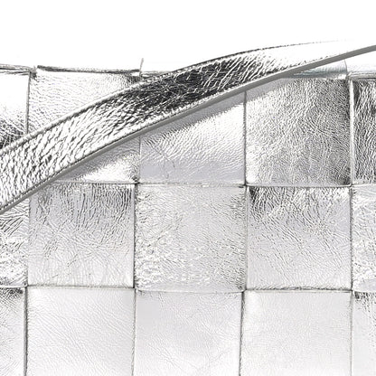 Bottega Veneta Metallic Lambskin Maxi Intrecciato Cassette Crossbody Bag Silver 7 of 9