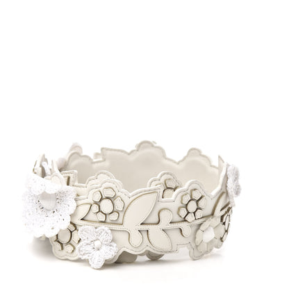 Fendi Vitello Dolce Floral Inlay Studded Strap You White 2 of 4