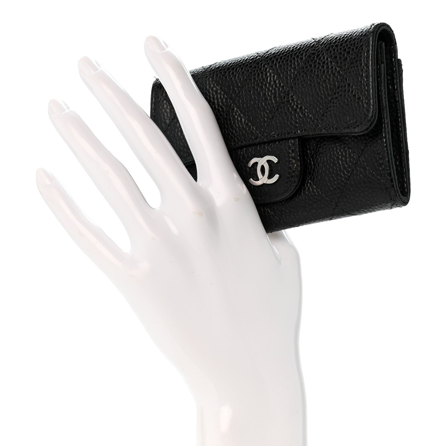Chanel Caviar Quilted Flap Card Holder Wallet Black 2 of 9