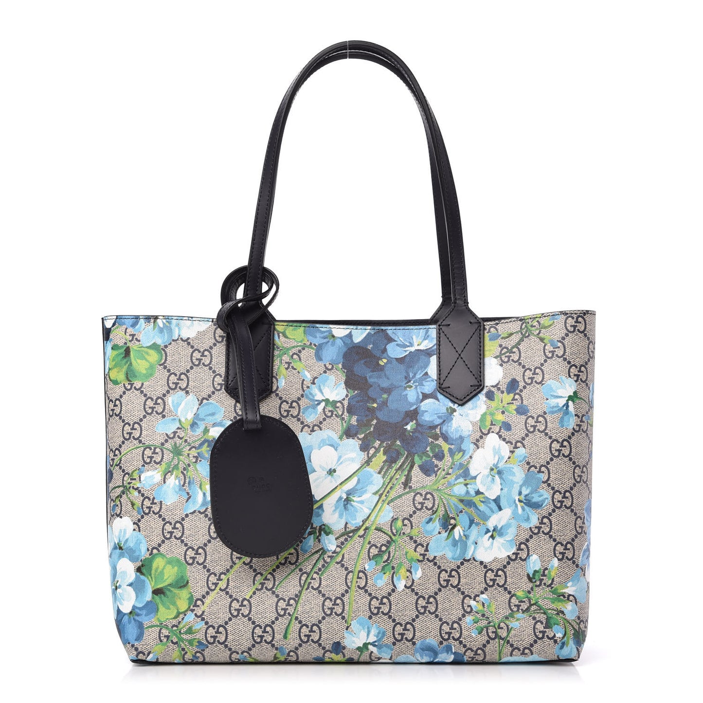 GG Supreme Monogram Blooms Small Reversible Tote Beige Blue Navy