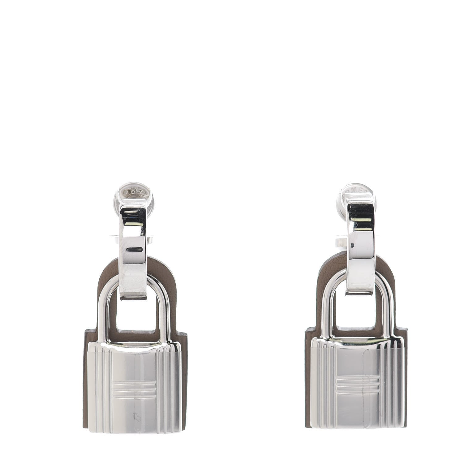 Hermes Palladium Swift O'Kelly Earrings Etoupe 1 of 8