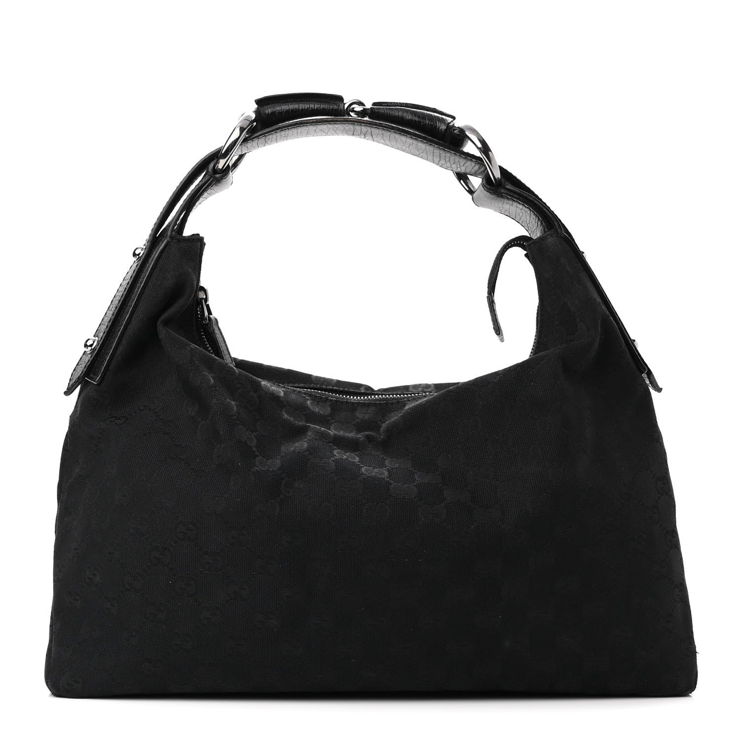 Gucci Monogram Medium Horsebit Chain Hobo Black 1 of 10