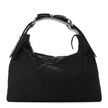 Gucci Monogram Medium Horsebit Chain Hobo Black 1 of 10