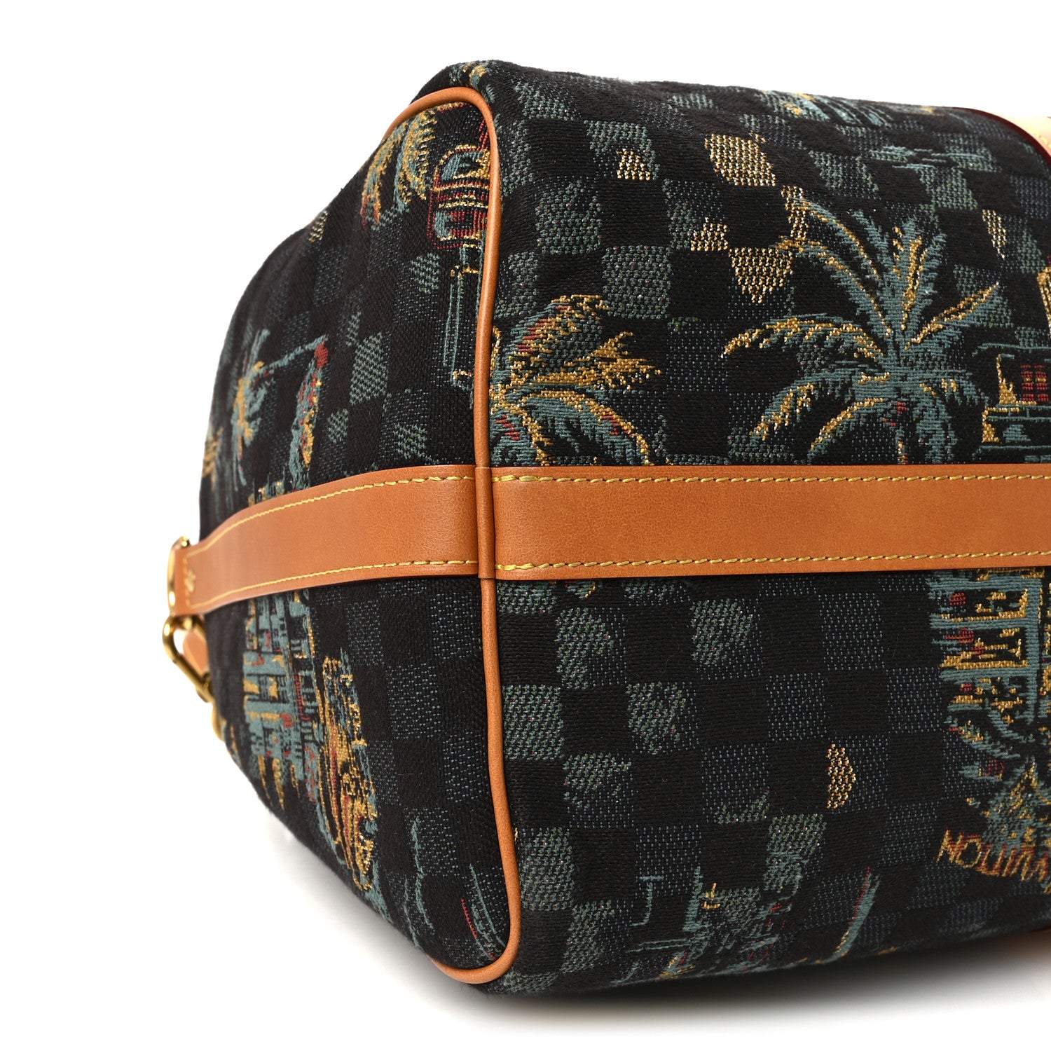 Louis Vuitton Jacquard Damier Palm Trees Keepall Bandouliere 50 Marina Blue 7 of 8