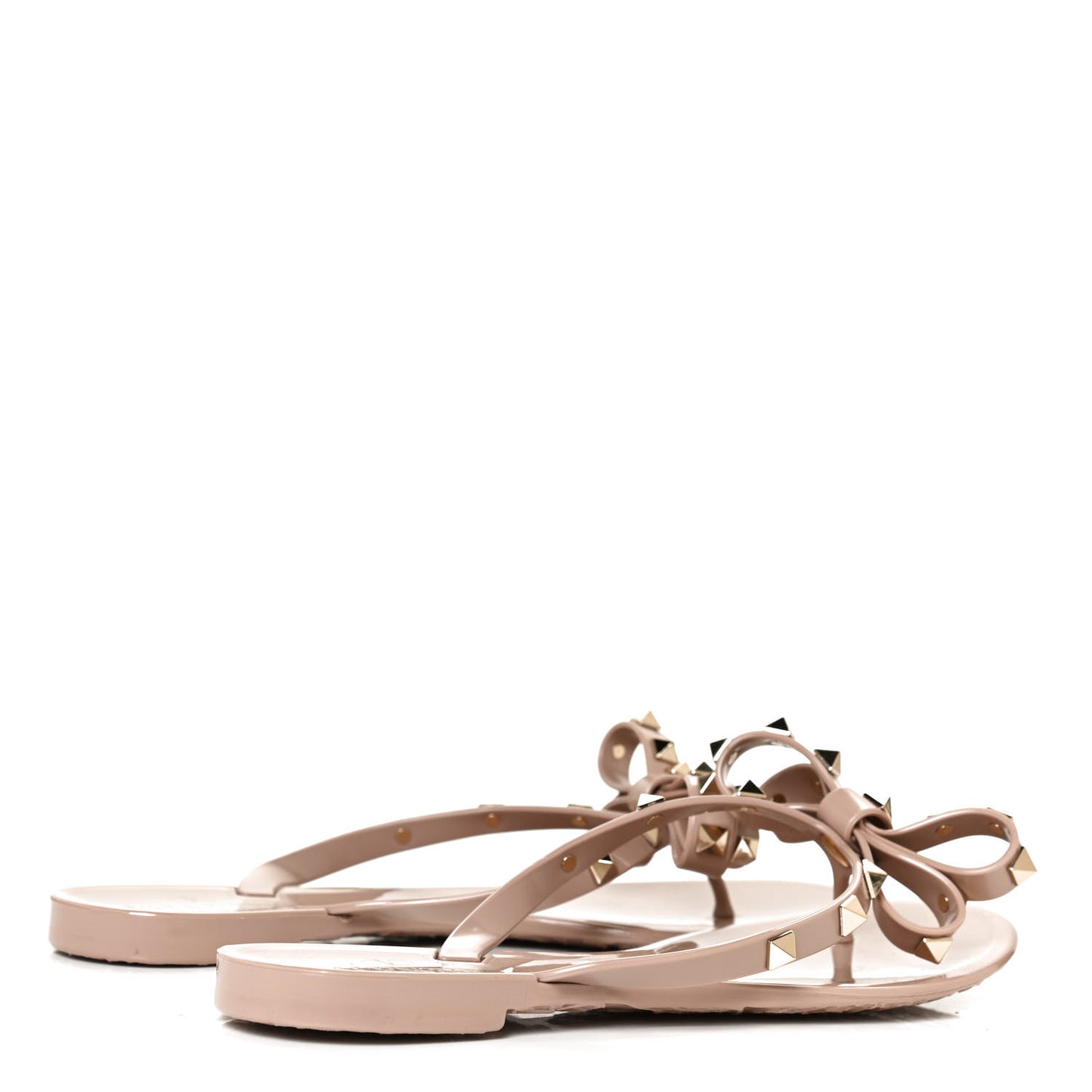 PVC Jelly Rockstud Bow Thong Sandals 36 Poudre