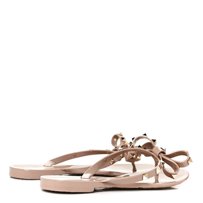 Valentino Garavani PVC Jelly Rockstud Bow Thong Sandals 36 Poudre 4 of 11