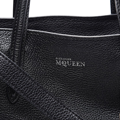 Alexander McQueen Pebbled Calfskin Small Skull Padlock Zip Around Tote Black 10 of 10