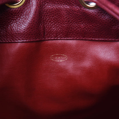 Chanel Caviar CC Drawstring Shoulder Bag Red 8 of 13