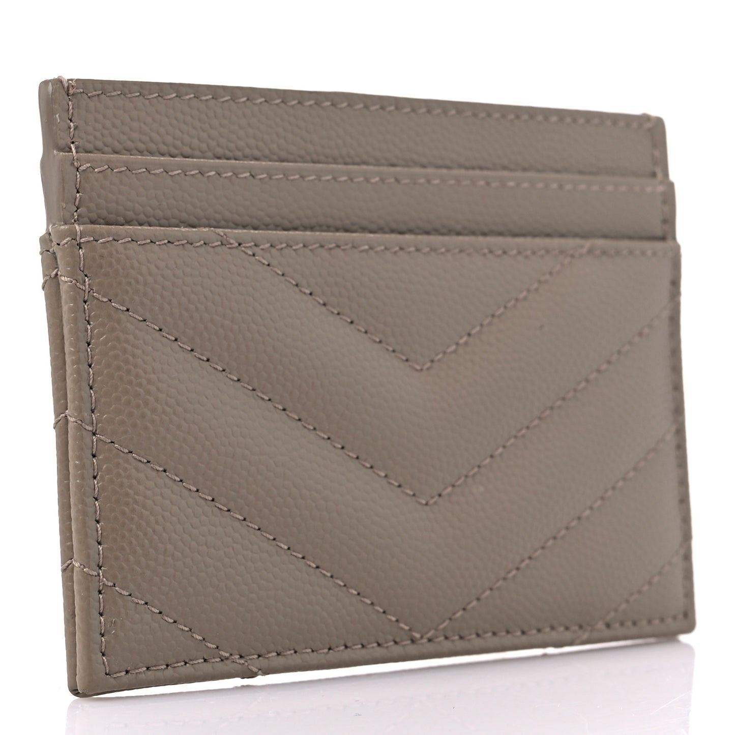 Grain De Poudre Matelasse Chevron Monogram Credit Card Case Dark Beige