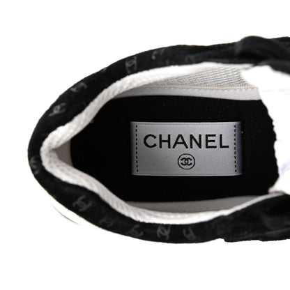 Chanel Suede Calfskin Printed CC Sneakers 36 Black 7 of 9