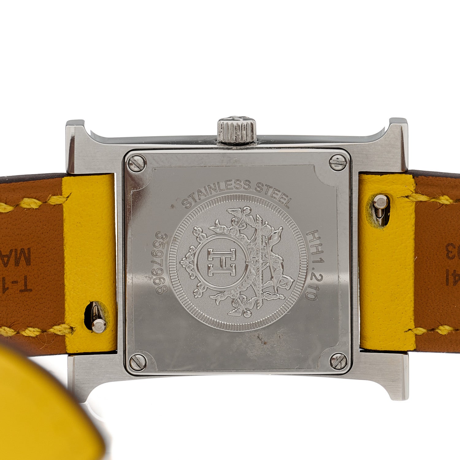 Hermes Stainless Steel Swift 21mm Heure H Hour Quartz Watch Jaune 4 of 5