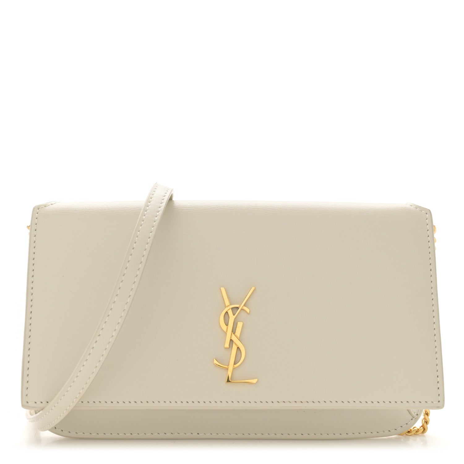Saint Laurent Smooth Calfskin Monogram Phone Holder Crossbody Crema Soft 1 of 11