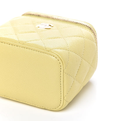 Chanel Caviar Quilted Mini Vanity Case With Chain Yellow 9 of 10