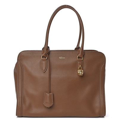 Alexander McQueen Pebbled Calfskin Large Skull Padlock Zip Around Tote Cuoio 1 of 11