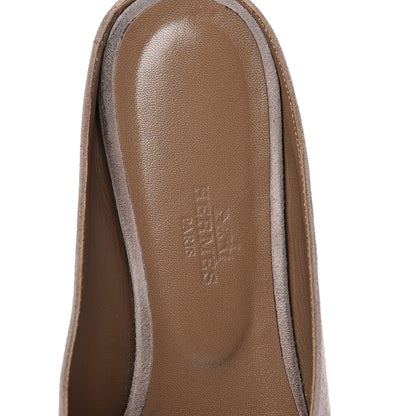 Hermes Suede Goatskin Crystal Roxane Mules 38 Champagne Rose Grey 7 of 12