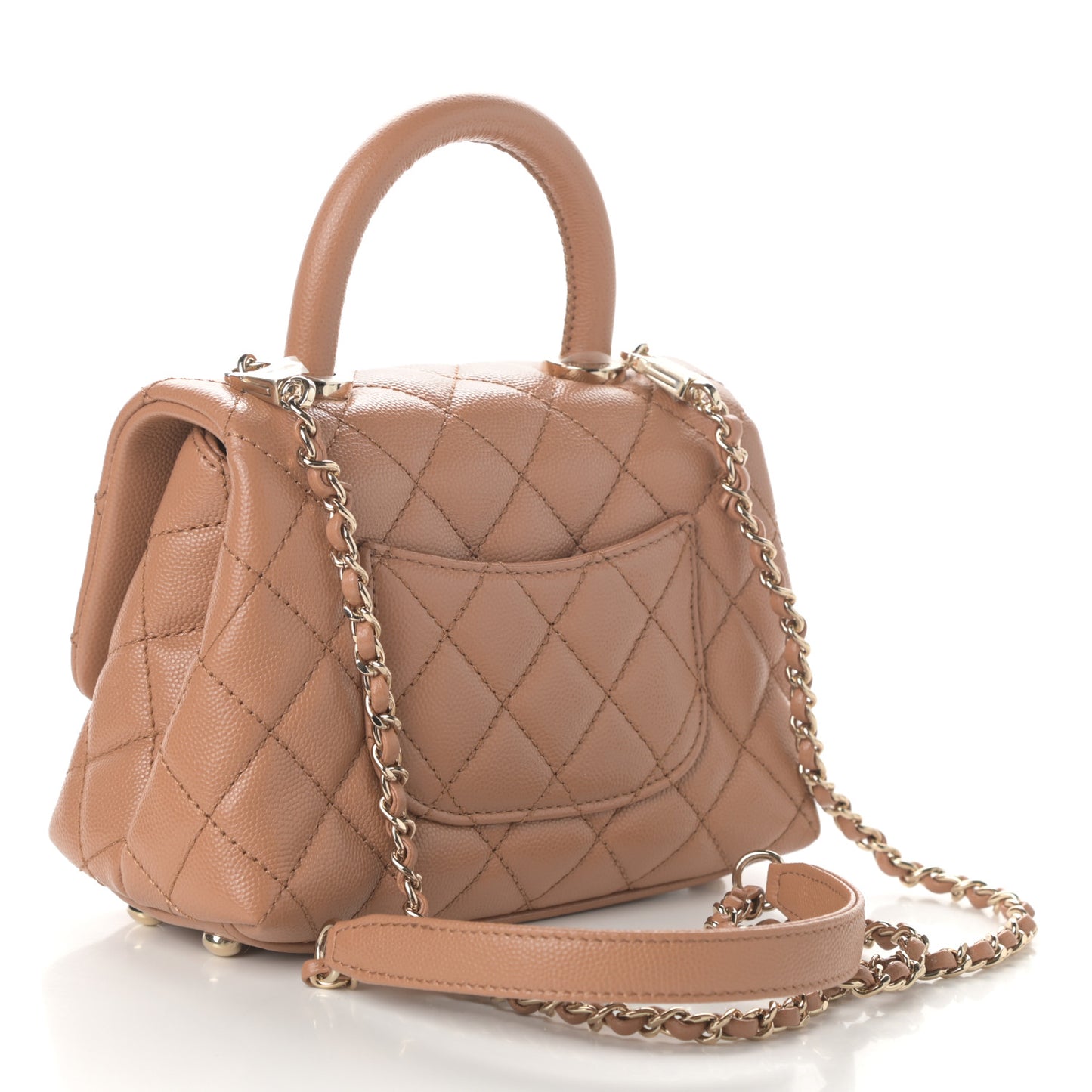 Caviar Quilted Extra Mini Coco Handle Flap Brown