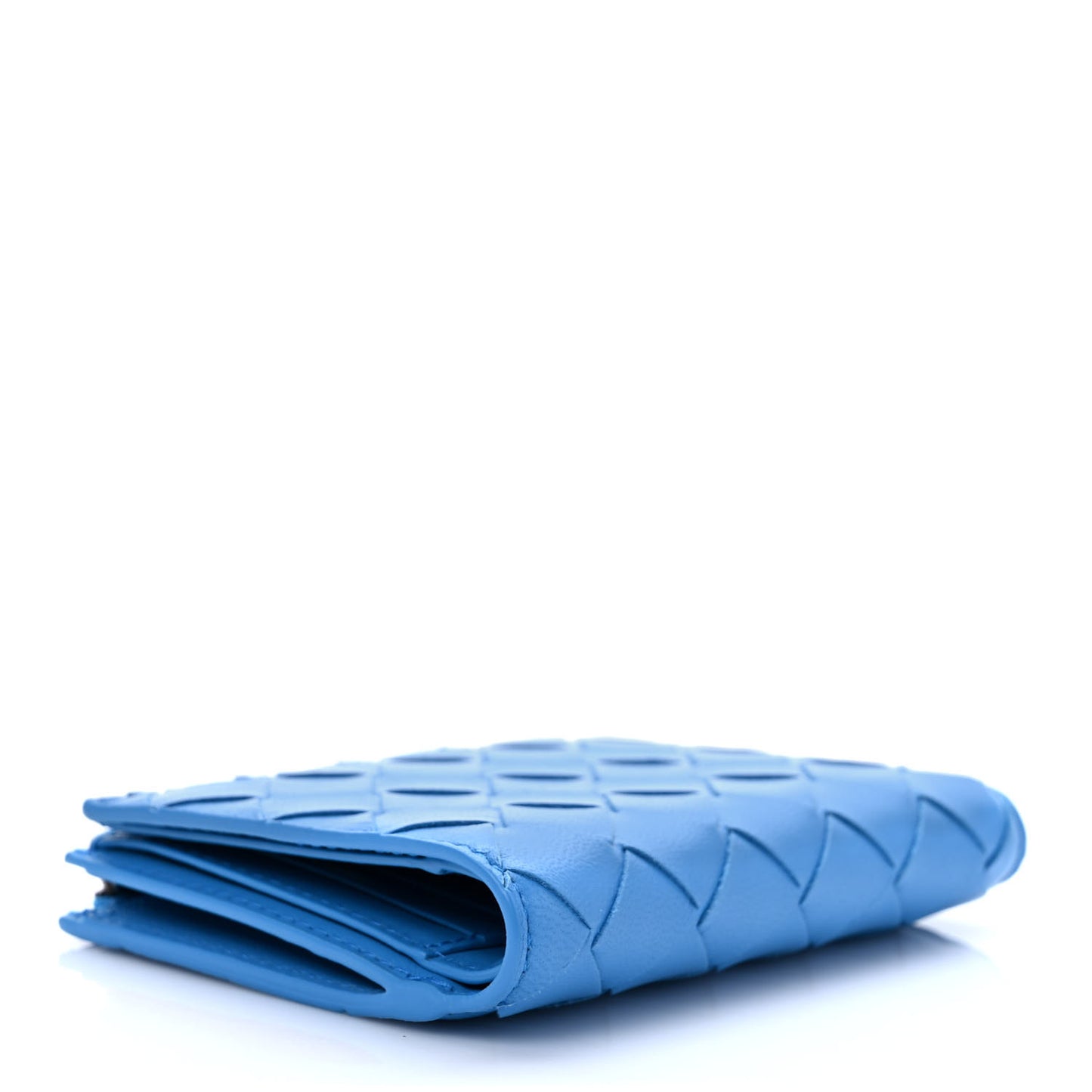 Nappa Intrecciato Bifold Zip Wallet Blue