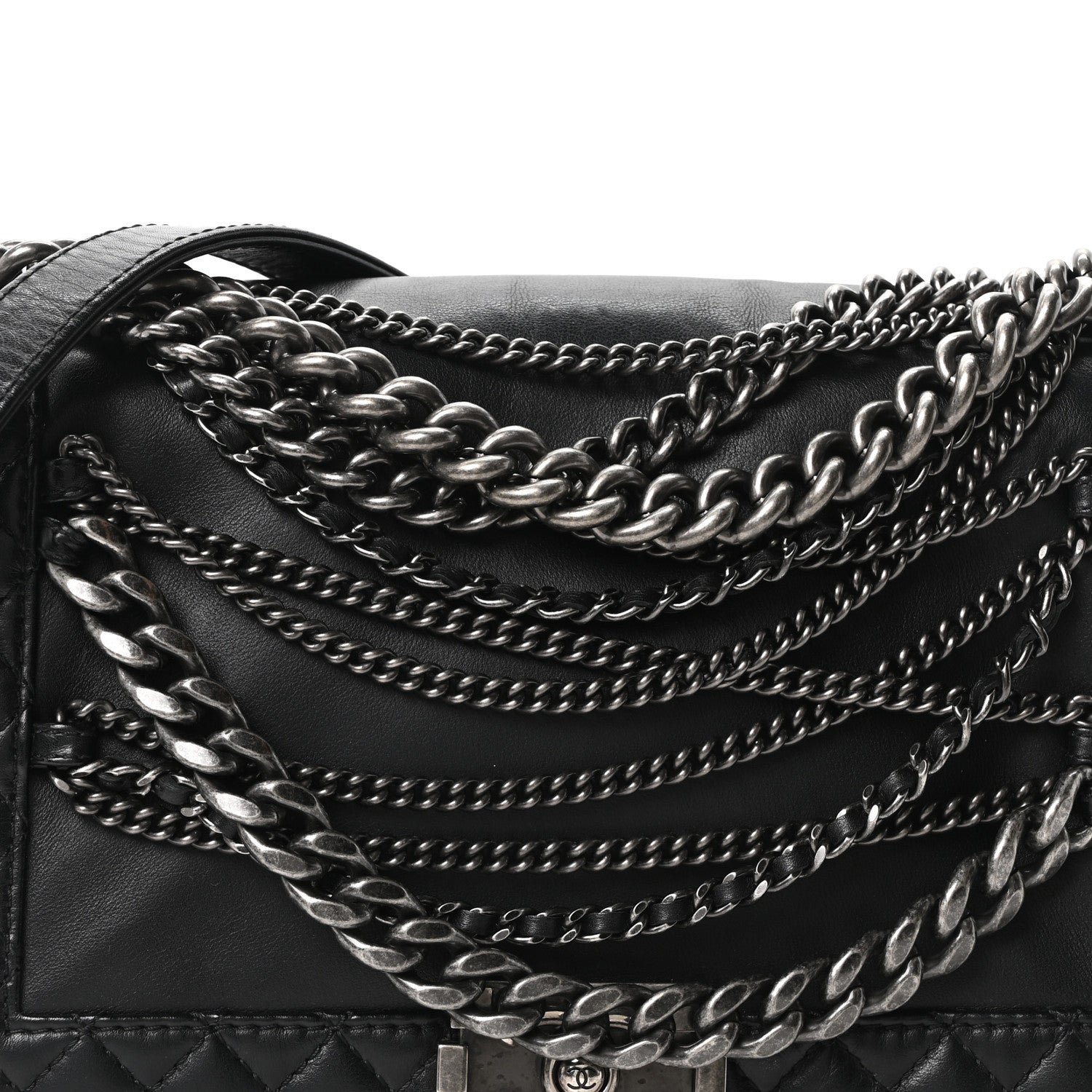 Chanel Calfskin Enchained New Medium Boy Flap Black 8 of 10