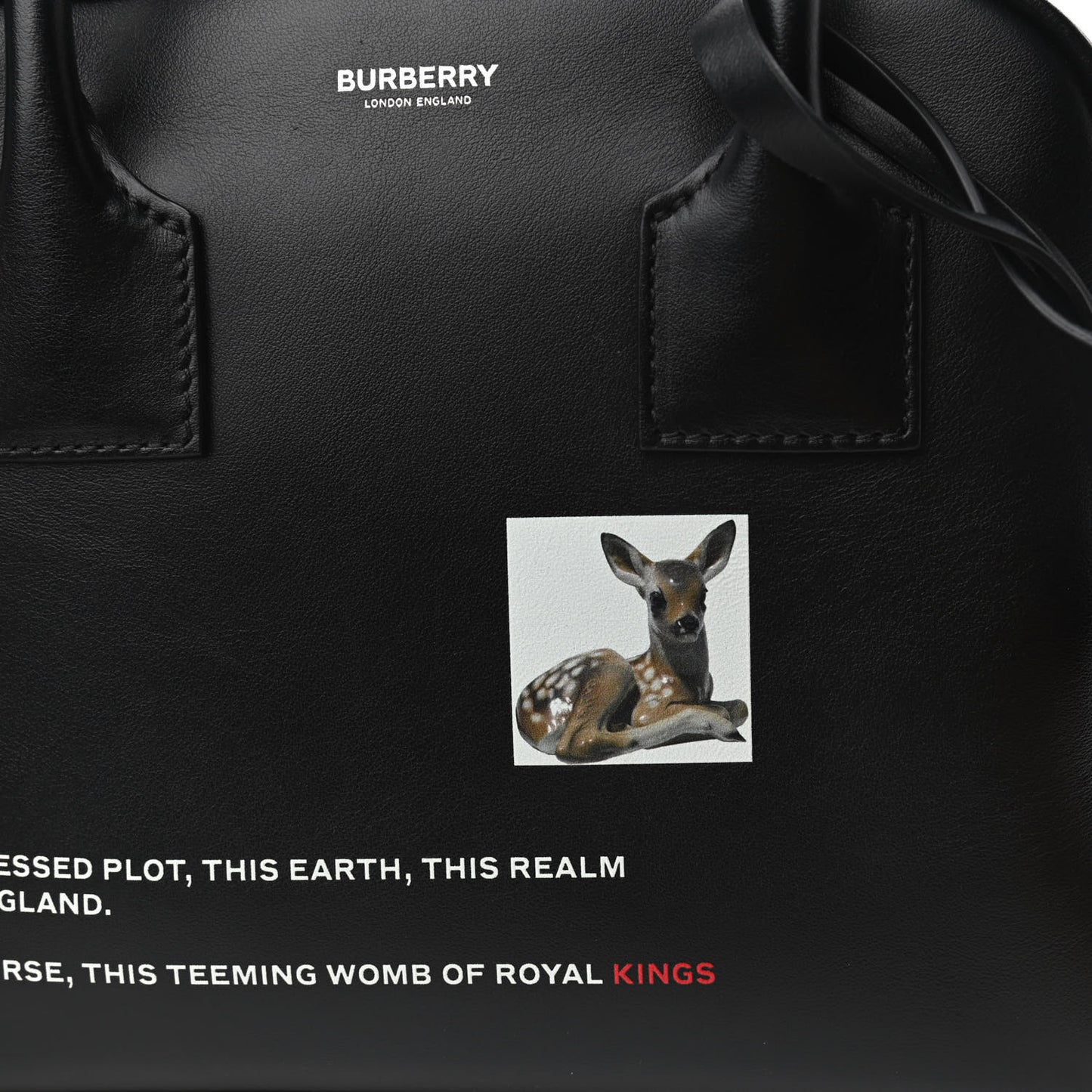 Smooth Calfskin Montage Print Small Cube Bowling Bag Black