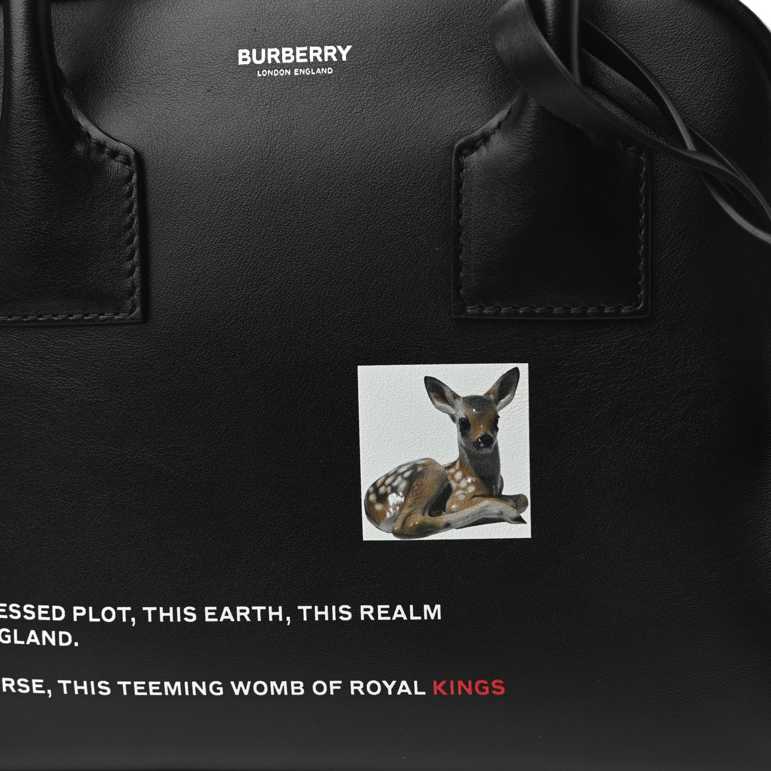 Burberry Smooth Calfskin Montage Print Small Cube Bowling Bag Black 7 of 11