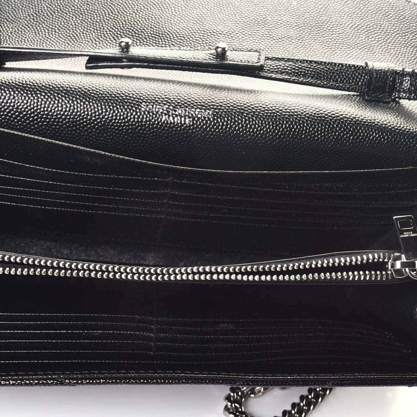 Grain De Poudre Matelasse Chevron Monogram Chain Wallet Black