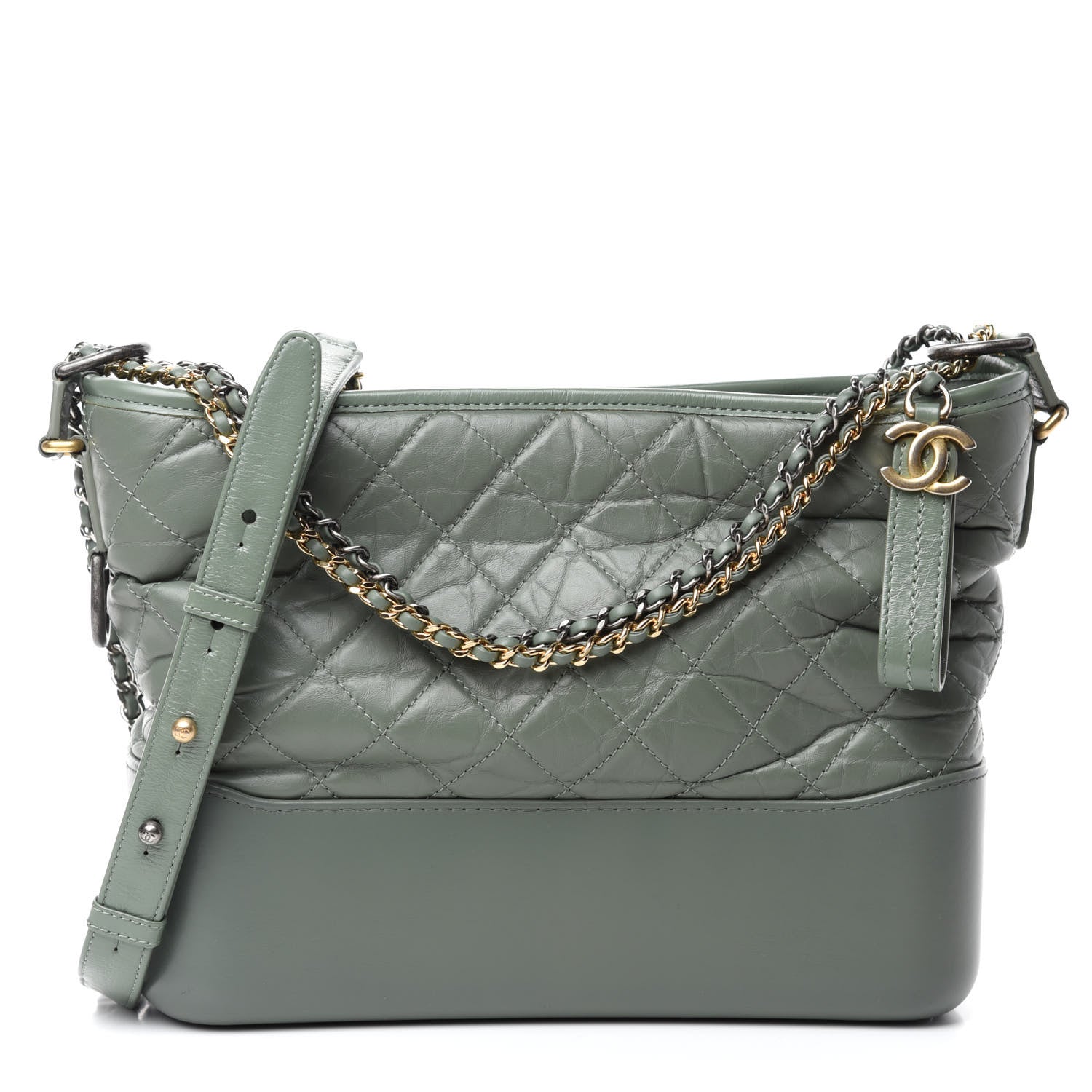 Chanel Aged Calfskin Quilted Medium Gabrielle Hobo Green 1 of 14