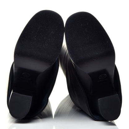 Chanel Calfskin Patent Calfskin CC Cap Toe Fold Over High Boots 36.5 Black 5 of 7