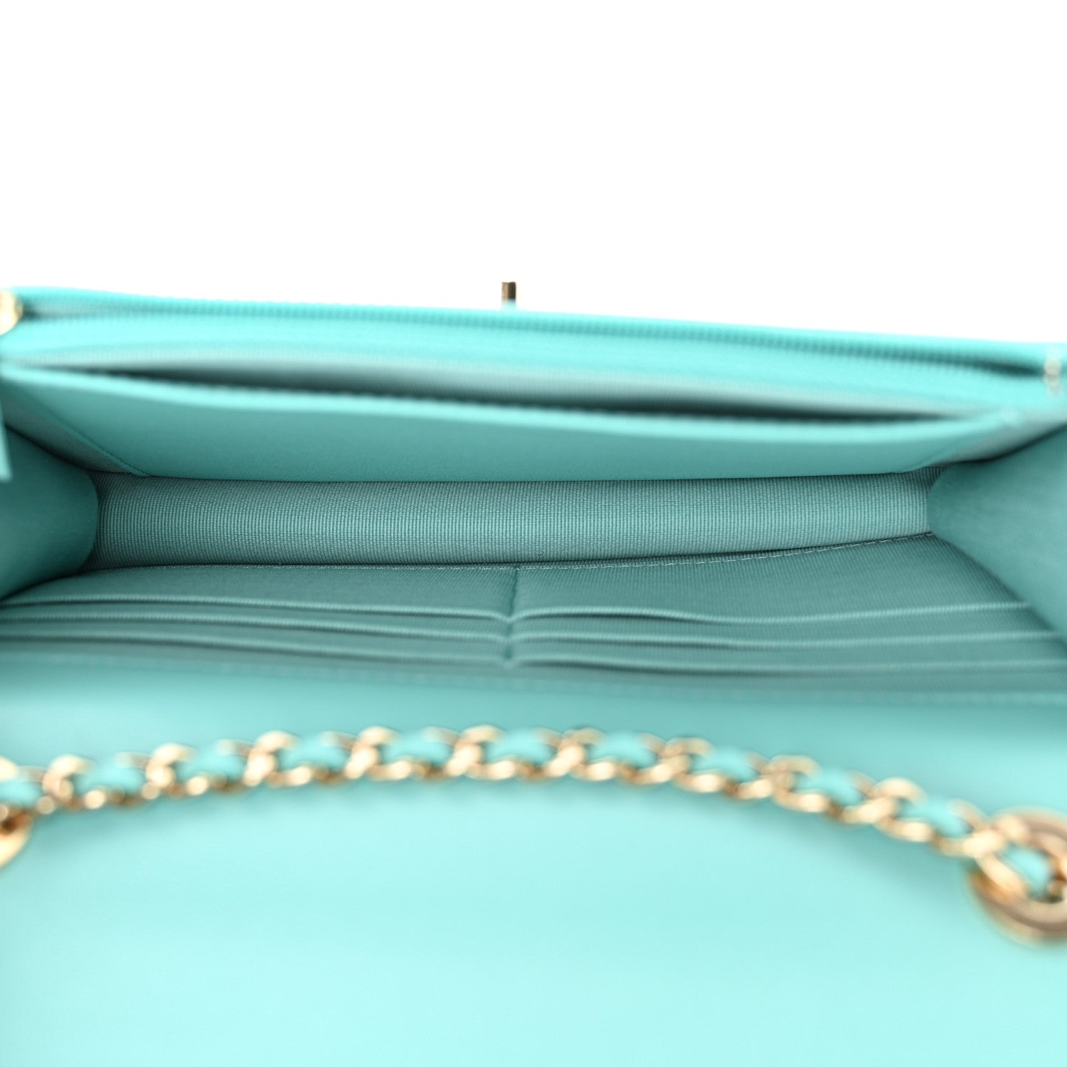 Chanel Lambskin Quilted Trendy CC Wallet On Chain WOC Turquoise 5 of 12