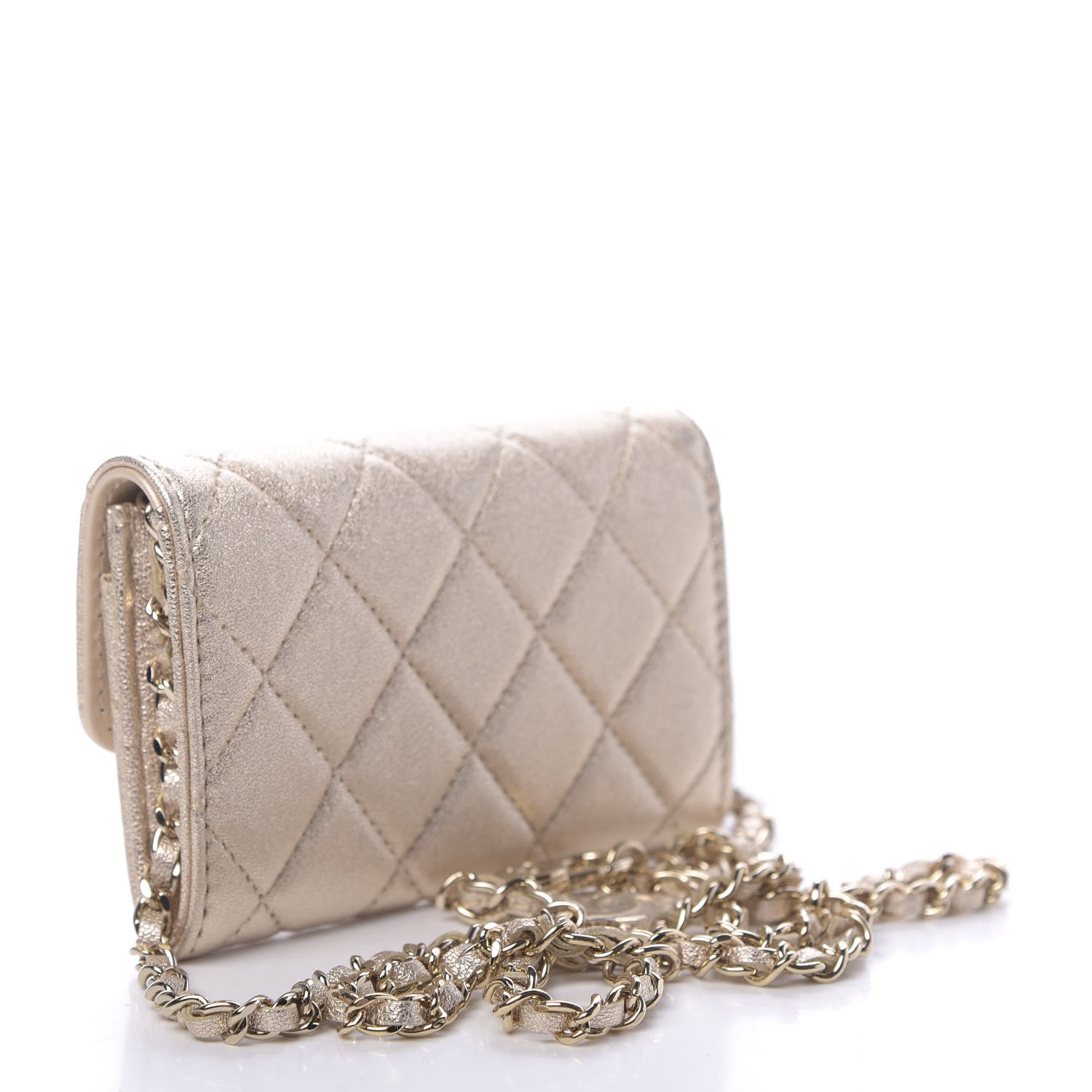 Chanel Metallic Lambskin Quilted Flap Chain Waist Bag Gold 2 of 11