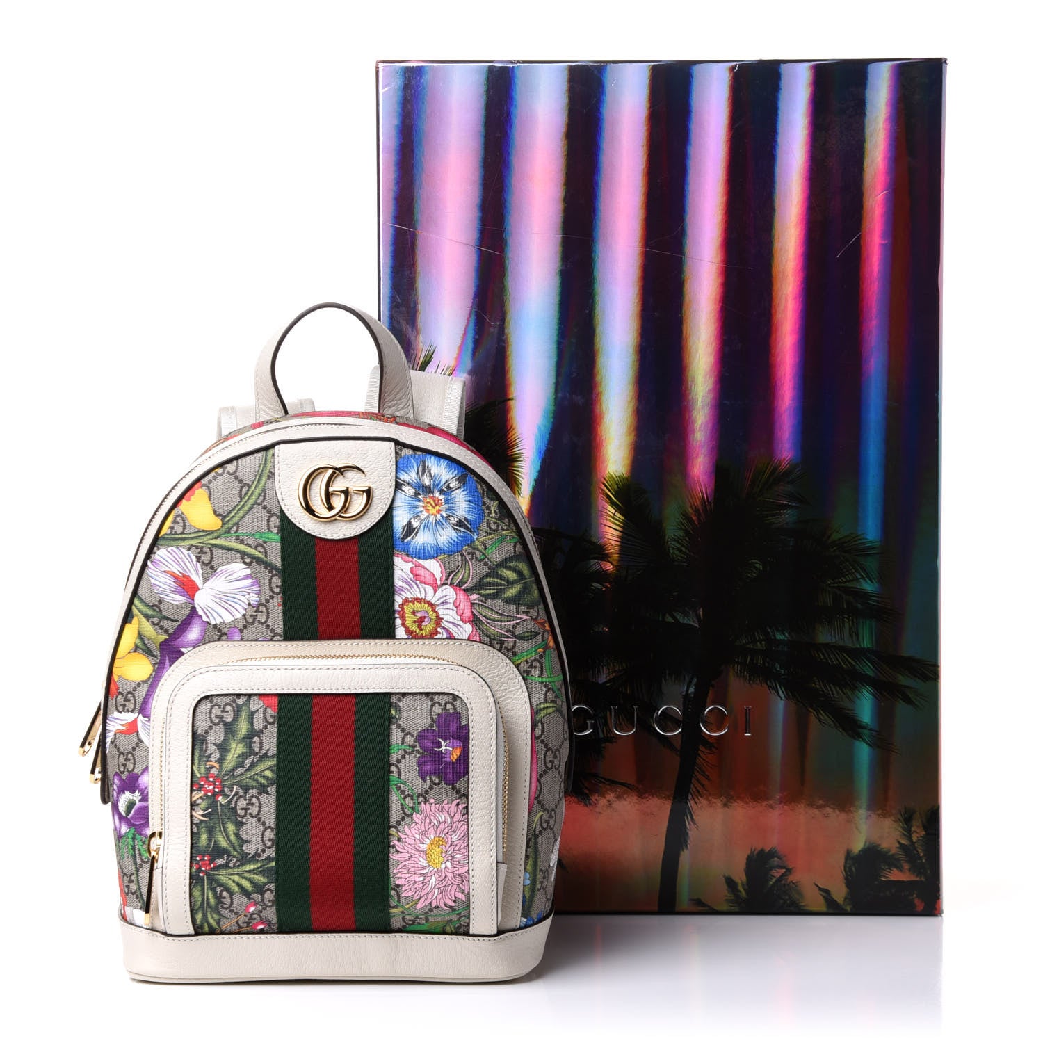 Gucci GG Supreme Monogram Flora Web Small Ophidia Day Backpack White 12 of 12