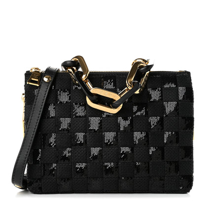 Louis Vuitton Satin Sequin Embroidered Damier Coussin BB Black 1 of 9