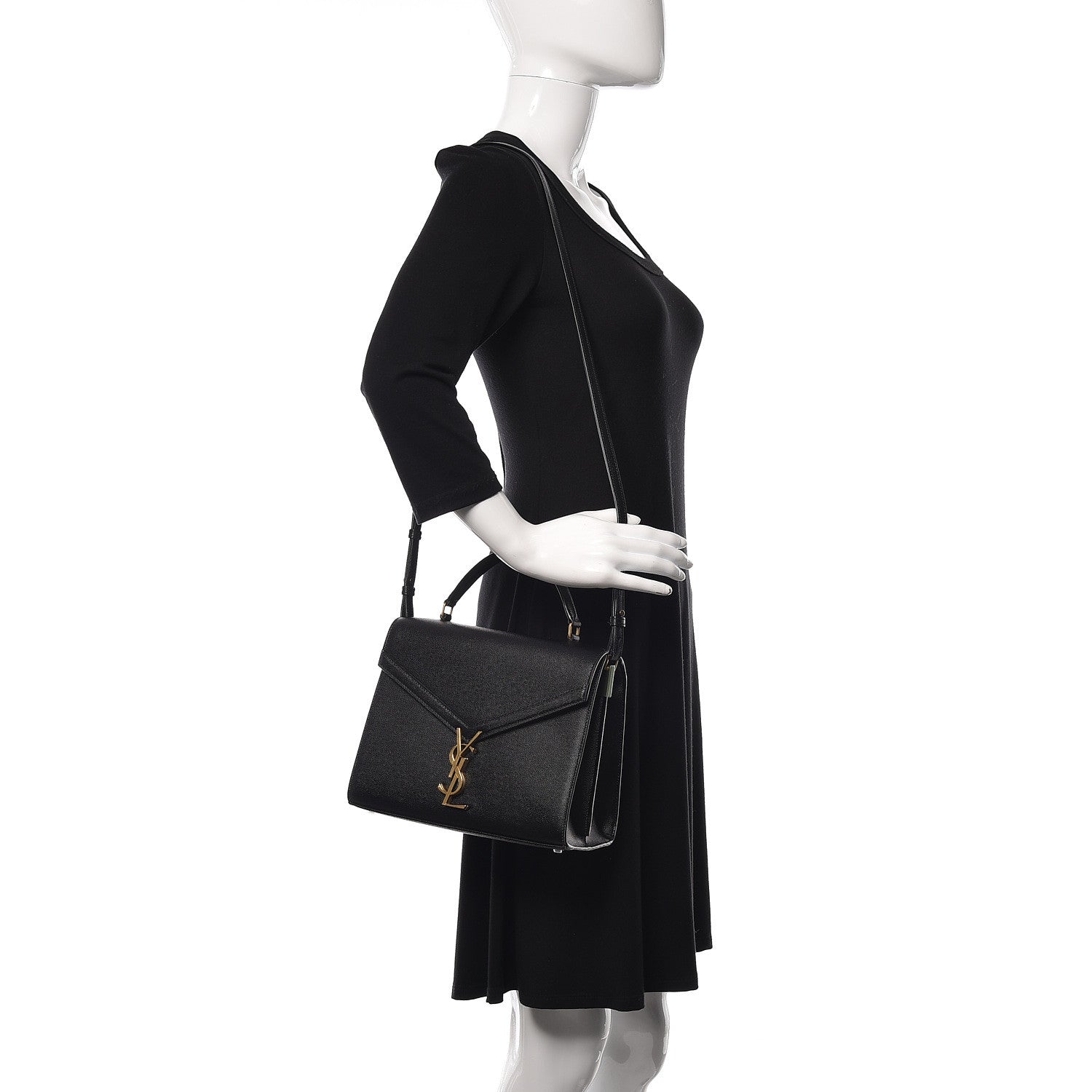 Saint Laurent Grain de Poudre Medium Classic Monogram Cassandra Top Handle Black 4 of 17